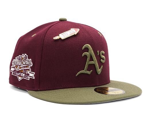 New Era 59FIFTY MLB WS Sidepatch Trail Mix Oakland Athletics Frosted Burgundy Cap