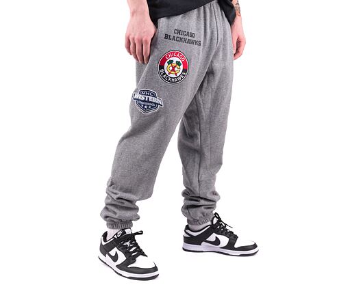 Tepláky Mitchell & Ness NHL M&N CITY COLLECTION FLEECE PANT BLACKHAWKS Grey Heather