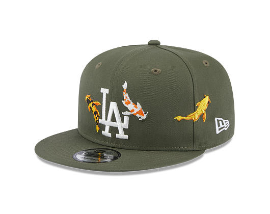 Kšiltovka New Era 9FIFTY MLB Koi Fish Los Angeles Dodgers New Olive / Optic White