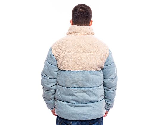 Bunda Karl Kani Retro Denim Teddy Puffer Jacket light dirty blue/cream