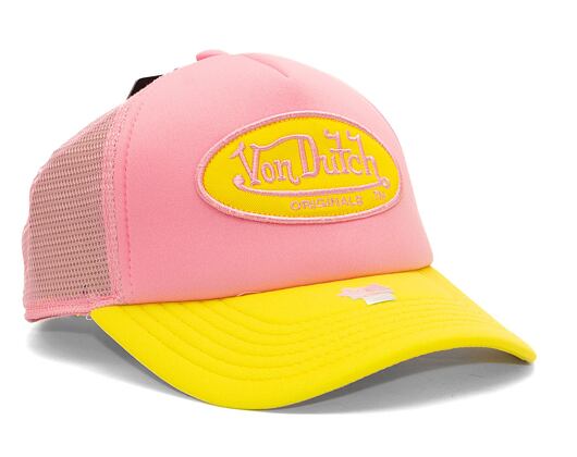 Kšiltovka Von Dutch Trucker Tampa - Trucker Foam - Polyester Foam - Pink/Yellow