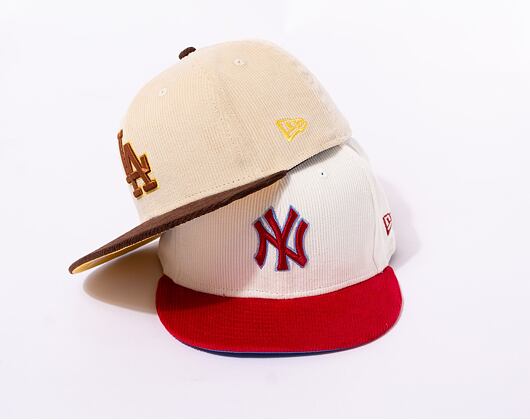 Kšiltovka New Era 59FIFTY MLB Cord Los Angeles Dodgers Stone / Caramel Brown / Pineapple