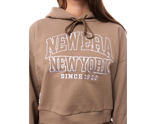 Dámská mikina New Era Arch Wordmark Crop Hoody Ash Brown / White