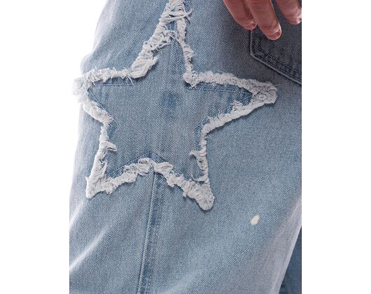 Džíny Karl Kani OG Baggy Five Pocket Paintsplatter Denim Bleached blue/white