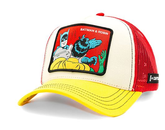 Kšiltovka Capslab DC Comics Trucker - Batman & Robin MEME - White / Red / Yellow