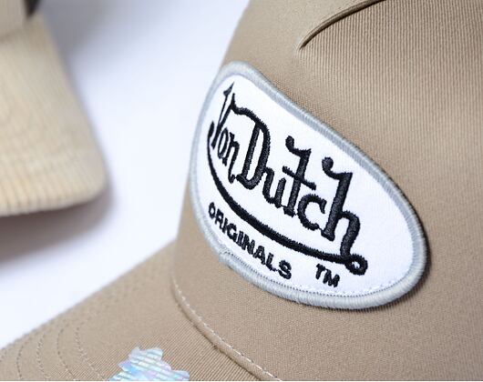 Kšiltovka Von Dutch Boston Trucker Cotton Twill Mocha/White