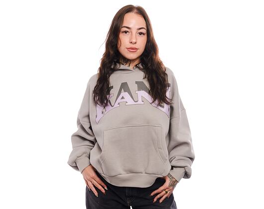 Dámská Mikina Karl Kani Woven Signature Glitter OS Hoodie light grey