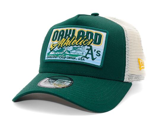 Kšiltovka New Era - MLB City Patch 9FORTY Trucker - Oakland Athletics - Dark Green