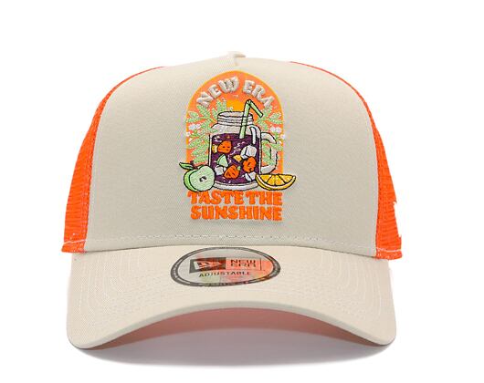 Kšiltovka New Era - Summer Patch 9FORTY Trucker - Stone / Orange