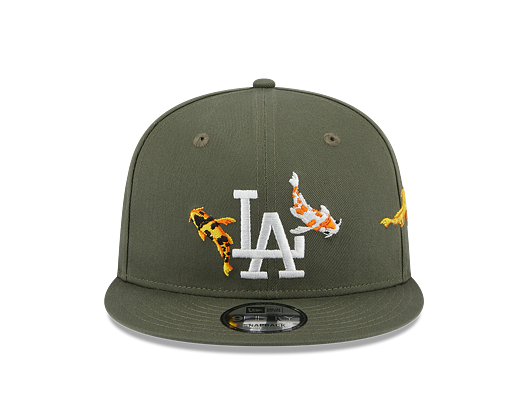 Kšiltovka New Era 9FIFTY MLB Koi Fish Los Angeles Dodgers New Olive / Optic White