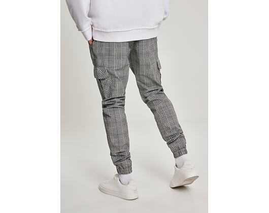 Urban Classics TB3138 AOP Glencheck Cargo Jog Pants White/Black