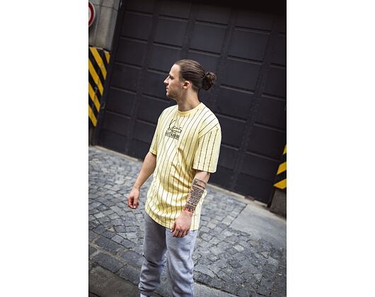 Karl Kani KK Jeans Signature Washed Pinstripe Tee light yellow T-Shirt