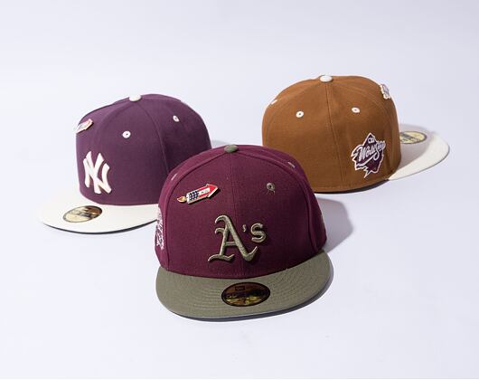 New Era 59FIFTY MLB WS Sidepatch Trail Mix Oakland Athletics Frosted Burgundy Cap