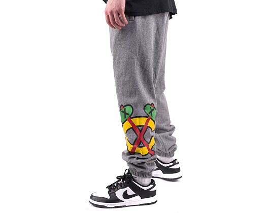 Tepláky Mitchell & Ness NHL M&N CITY COLLECTION FLEECE PANT BLACKHAWKS Grey Heather