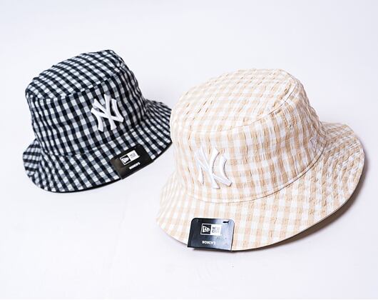 New Era MLB Womens Gingham Tapered Bucket New York Yankees Stone Hat