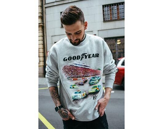 Mikina HUF × GOODYEAR Team Huf Crewneck Heather Grey