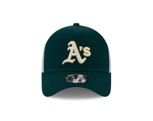 Kšiltovka New Era 9FORTY A-Frame Trucker MLB Team Script Oakland Athletics Dark Green / White