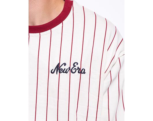 Triko New Era Pinstripe Oversized Tee Off White / Cardinal