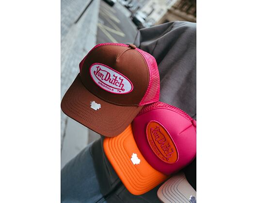 Kšiltovka Von Dutch Trucker Boston - Cotton Twill - Brown/Pink