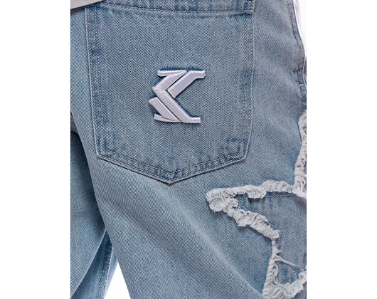 Džíny Karl Kani OG Baggy Five Pocket Paintsplatter Denim Bleached blue/white