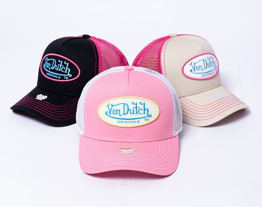 Kšiltovka Von Dutch Trucker Boston - Pink/White