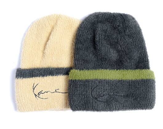 Kulich Karl Kani Signature Fluffy Beanie sand/black