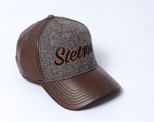 Kšiltovka Stetson Trucker Cap Lamb Nappa Harris Tweed Brown Brass