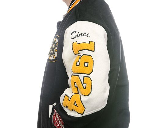 Bunda Mitchell & Ness - Team History Varsity Jacket Current Logo - Boston Bruins - Black