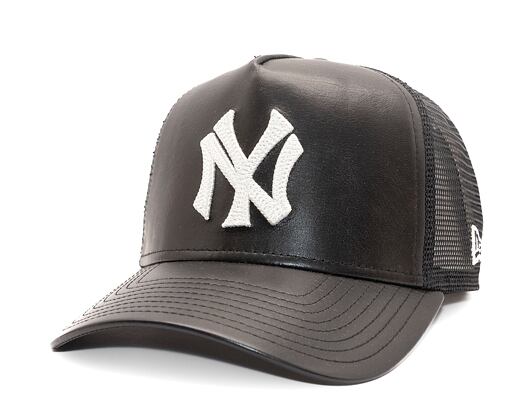 Kšiltovka New Era - 9FORTY A-Frame Trucker MLB Leather - NY Yankees - Black