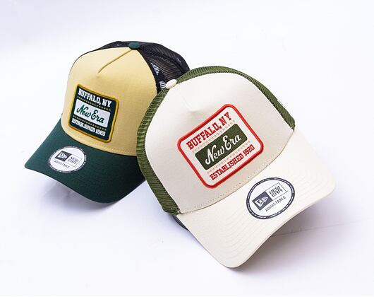 Kšiltovka New Era - Buffalo Patch 9FORTY Trucker - Cream / New Olive