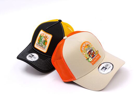 Kšiltovka New Era - Summer Patch 9FORTY Trucker - Stone / Orange