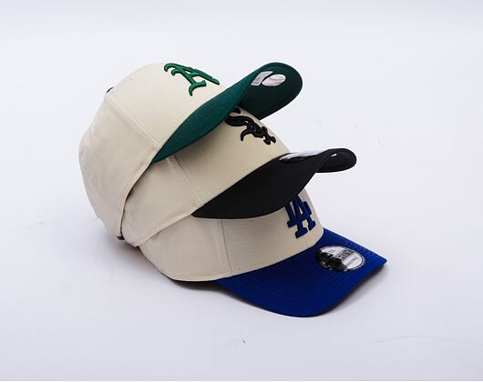 Kšiltovka New Era - MLB Color Block 9FORTY - Oakland Athletics - Cream / Dark Green