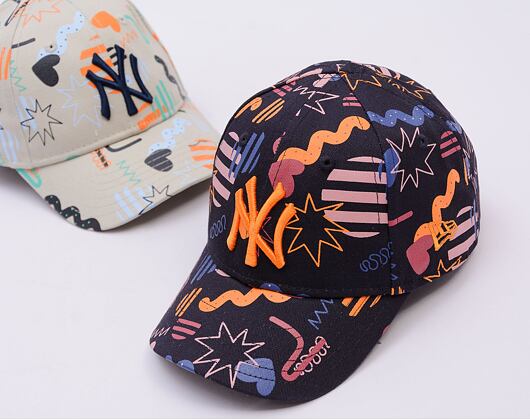 Dětská Kšiltovka New Era - MLB Kids Print 9FORTY - NY Yankees - Navy / Papaya Orange