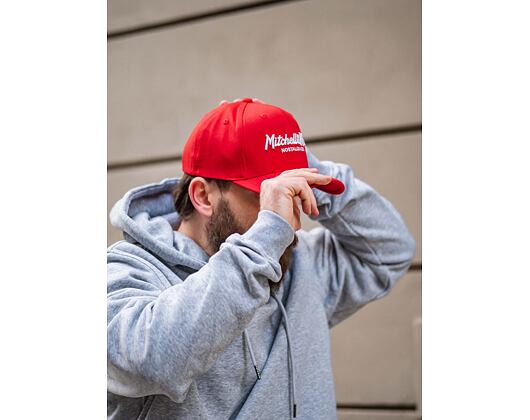 Mitchell & Ness Pinscript Redline Snapback Branded Scarlet / White Cap