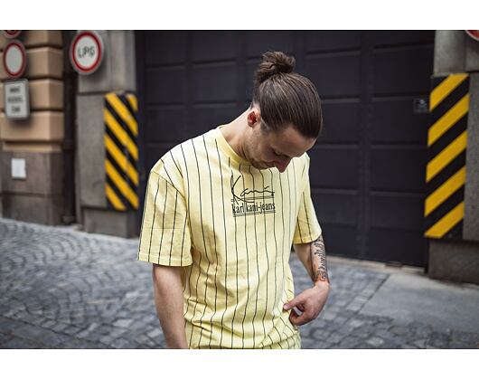 Karl Kani KK Jeans Signature Washed Pinstripe Tee light yellow T-Shirt