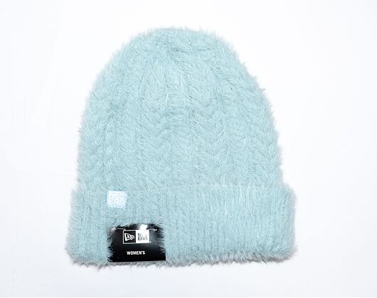 New Era Womens Fluffy Beanie Sky Blue/White