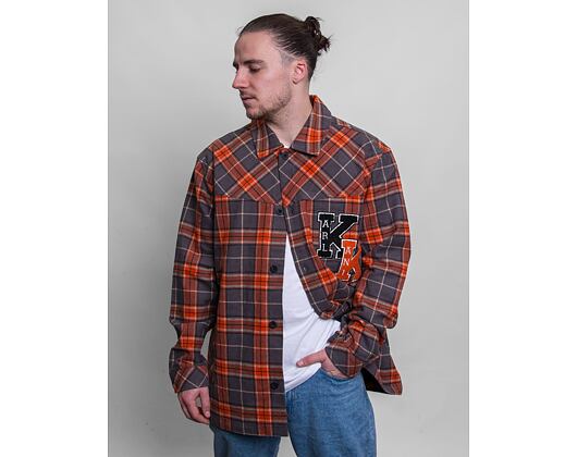 Karl Kani Chest Signature Heavy Flannel Overshirt cognac