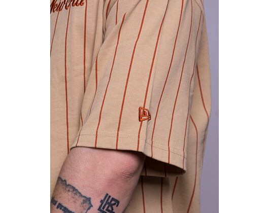 New Era Pinstripe Oversized Tee Oat Milk / Redwood T-Shirt