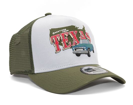 New Era 9FORTY A-Frame Trucker US State Wordmark New Olive Cap