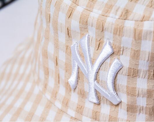 New Era MLB Womens Gingham Tapered Bucket New York Yankees Stone Hat