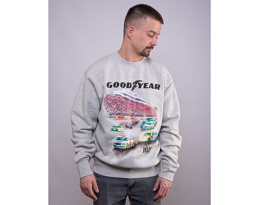 Mikina HUF × GOODYEAR Team Huf Crewneck Heather Grey