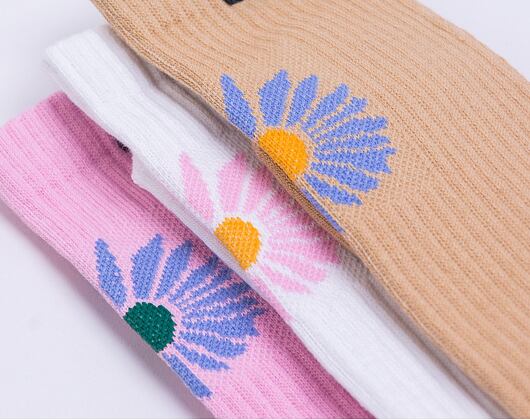 Ponožky Karl Kani Signature Flower 3-Pack Socks white/sand/pink