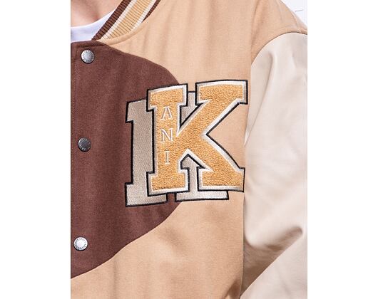 Bunda Karl Kani Retro Patch Wavy Block College Jacket brown/sand/off whit