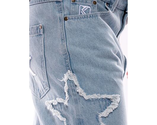 Džíny Karl Kani OG Baggy Five Pocket Paintsplatter Denim Bleached blue/white