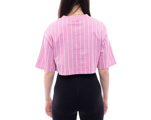 Dámské Triko New Era Pinstripe Crop Tee - Fondant Pink / Off White