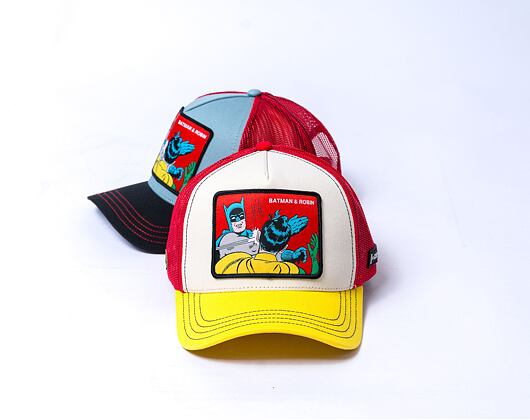 Kšiltovka Capslab DC Comics Trucker - Batman & Robin MEME - White / Red / Yellow