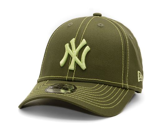 Dětská Kšiltovka New Era - 9FORTY Contrast Stitch - NY Yankees - Olive / Neon Yellow