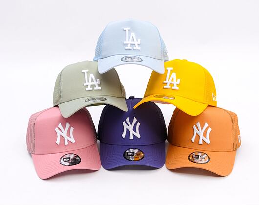 Kšiltovka New Era - MLB Essential 9FORTY Trucker - LA Dodgers - Grilled Yellow / Blue