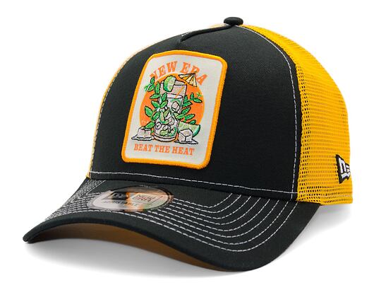 Kšiltovka New Era - Summer Patch 9FORTY Trucker - Black / Grilled Yellow