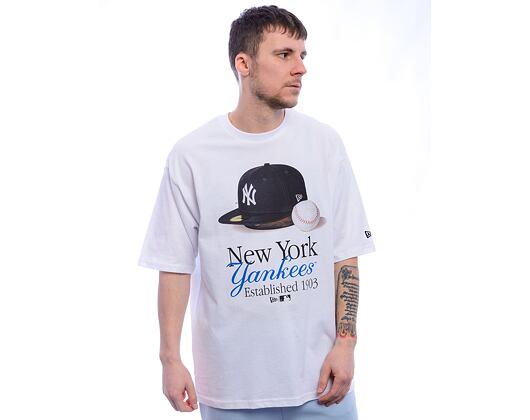 Triko New Era - MLB Script Graphic Tee - NY Yankees - White